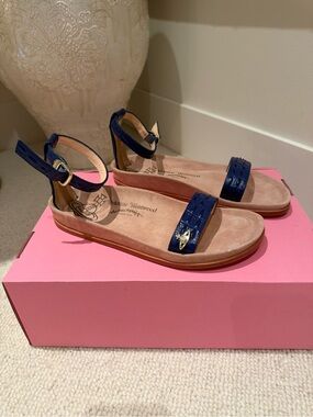 Vivienne Westwood Blue Leather Ankle-Strap Sandals